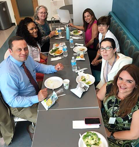 FFCR volunteers Tom Oglesby, Ja’Neen Anderson, Pamela Chamberlin, Jennifer Gross, Antonia Mysorewala with FFCR staff members Annaleah Krenn and Yani Sanchez during a Volunteer Appreciation Luncheon